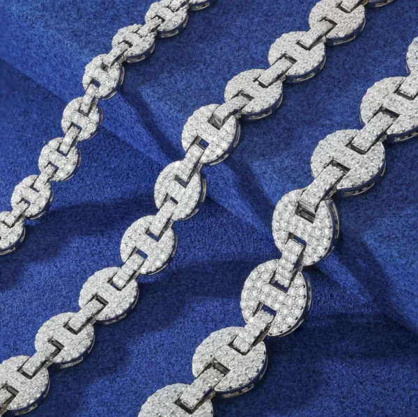 High Quality 6-10mm 925 Sterling Silver Bracelet Micro Setting Full Moissanite Pig Nose Chain Hip Hop Fine Jewelry For Men Women - Imagen 9